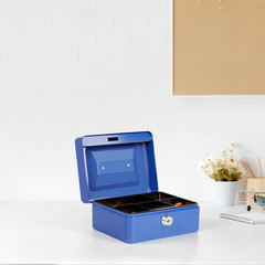 Small Cash Box with Money Tray and Lock, Metal Cash Lock Box with Key, Petty Cas