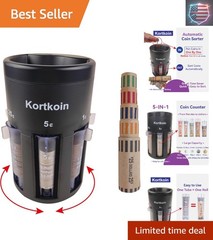 Automatic Coin Sorter 5-in-1 Coin Counter with Coin Wrappers, Empty Piggy Ban…