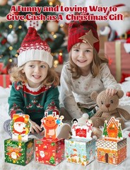 4 PCS Christmas Money Boxes Cash Pull DIY Holiday Surprise Kit 200 PCS Bags