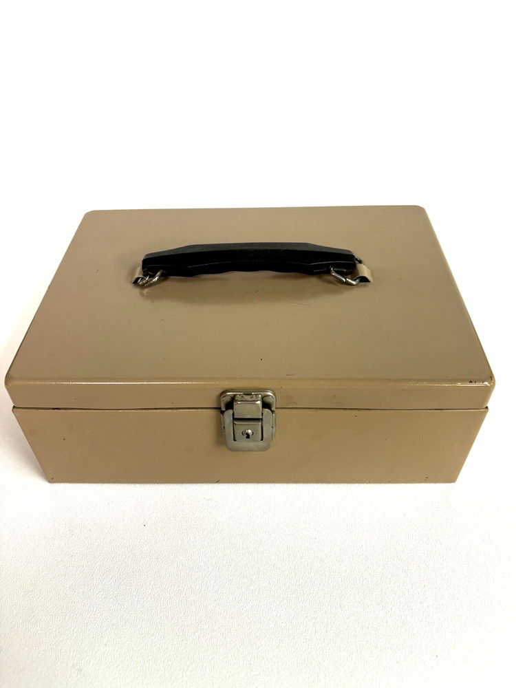 Vtg. Rockaway Metal Products Corp Cash Metal Lock Box, Inwood New York no key
