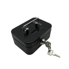Small Cash Box with Money Tray and Lock, Metal Cash Lock Box with Key