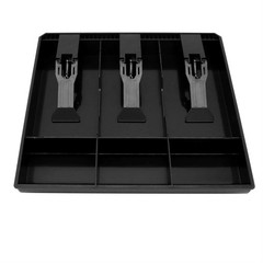 Cash Register Drawer Insert Tray 3 Bill 3 Coin Compartments Plastic Clip Black