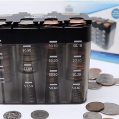 Nadex Desktop Coin Sorting Dispenser – Organizes, Stores, Dispenses Gray