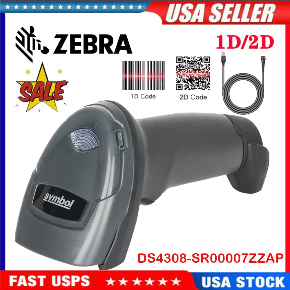 Zebra Symbol 1D 2D Handheld Barcode Scanner Reader USB Kit DS4308-SR00007ZZAP