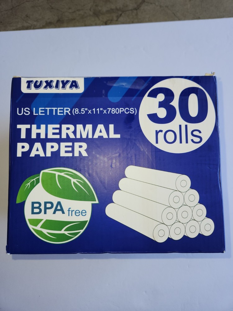 Thermal Printer Paper 8.5″X11″ US Letter Size BPA Free 30 ROLLS TUXIYA NEW
