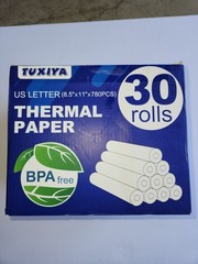 Thermal Printer Paper 8.5″X11″ US Letter Size BPA Free 30 ROLLS TUXIYA NEW