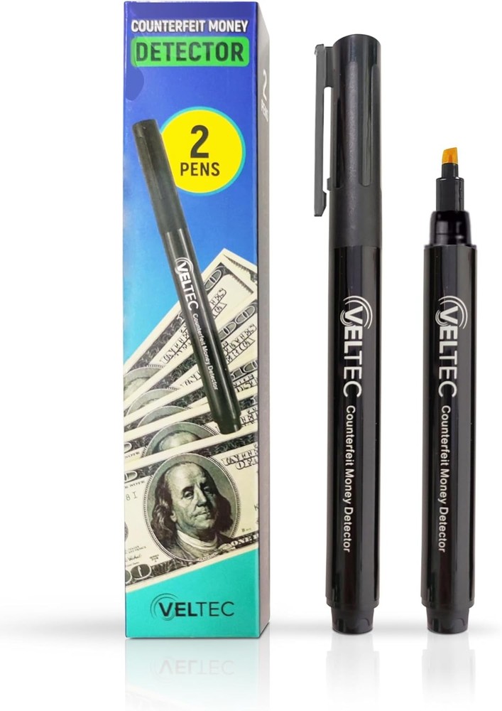 2 Pack Counterfeit Money Bill Detector Pens, Easy And Reliable Fraud Prevention