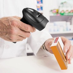 1D Wireless 2.4G Cordless USB Wired Barcode Scanner Reader Gun With Stand