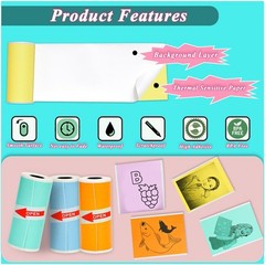 10 Rolls Colorful Mini Thermal Printer Paper Refill for Most Mini Printers, 5…