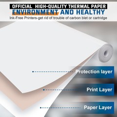 Thermal Printer Paper 8.5”x11” US Letter Size, 4 Rolls BPA free Quick-Dry Ther