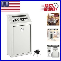 Durable Metal Cash Box with Key Lock – Ideal for Self-Serve Stands, White Finish