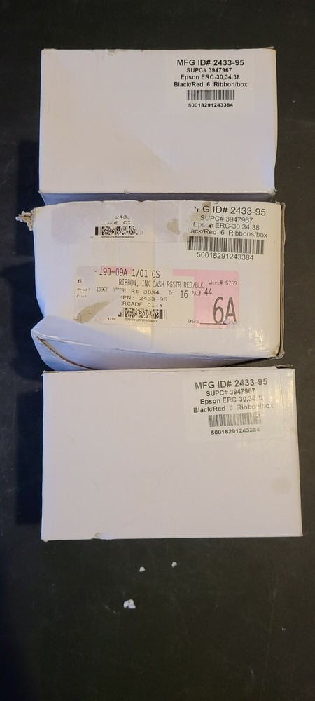 Lot of (3) Epson ERC-30,34,38 Black & Red Cash Register Tape Ribbon 6 Ribbons