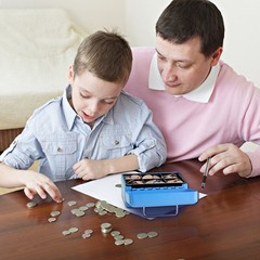 Small Cash Box with Key Lock, Double Layer Metal Money Box for Home Security,…