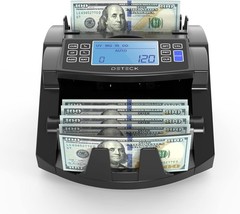 DETECK DT200 Money Counter Machine with Value Count Large 4” LCD Display Black