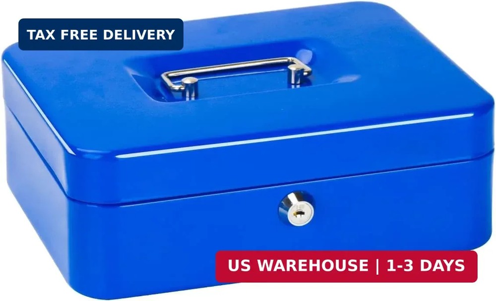 Jssmst Cash Box with Tray – Cash Box with Key Lock Safe Money Box with Cash Tray