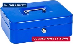 Jssmst Cash Box with Tray – Cash Box with Key Lock Safe Money Box with Cash Tray