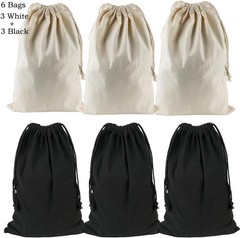 Lanyani 6 Packs Bank Coin Money Cash Bag Sacks, 12″ x Large, Natural+black