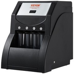 VEVOR USD Coin Sorter Coin Counter Wrapper and Roller 230 Coins/min 4 Coin Tubes