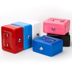 Small Cash Box with Key Lock, Double Layer Metal Money Box for Home Security,…