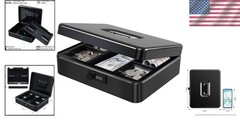 Large Metal Cash Box with Combination Lock – Black