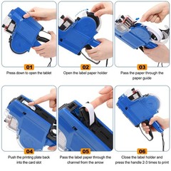 3 Set Price Gun 2 Line Labeler with 10000 Blank White Labels 3 Ink Rolls Kit,…
