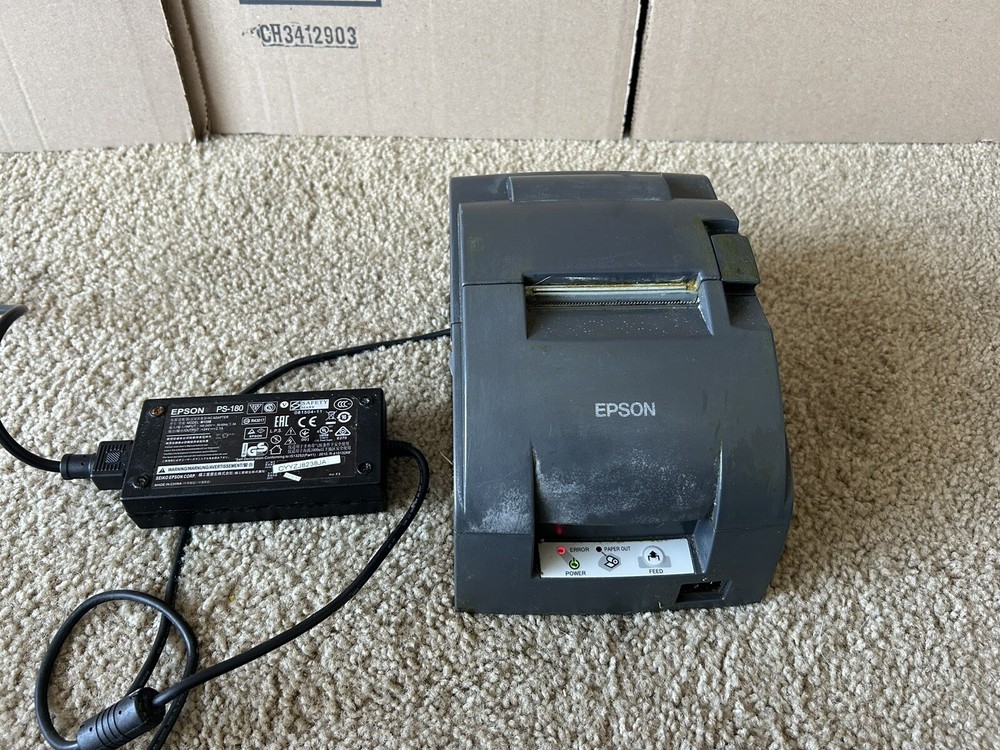 Epson M188B POS Receipt Printer W/ Adapter. TM-U220B . For Parts, Blinks Red