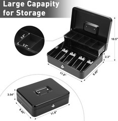 Black XL Cash Box with Key Control and Easy Transport Handle – Quality Assurance