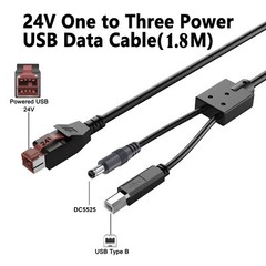 24V Powered USB to Hosiden DIN 3 Pin USB B Y Splitter Printer Receipt Cable EPOS
