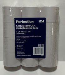 Perfection Calculator/POS/ Cash Register Rolls 2 1/4″/58mm x 150 ft 12 Roll Pack