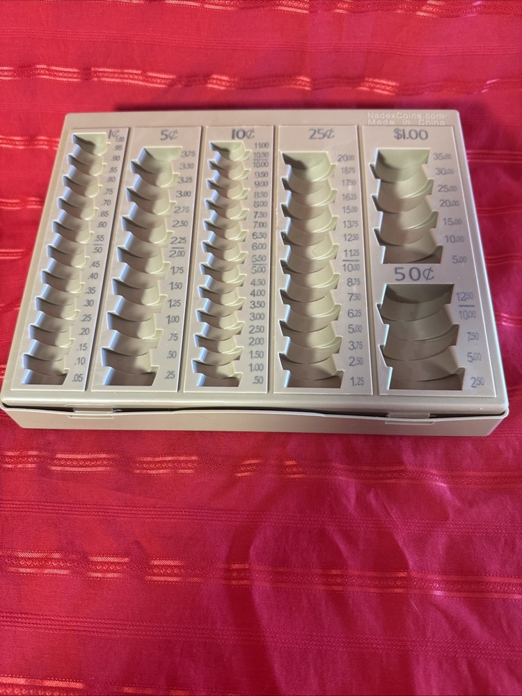Nadex Coin Counter Handling Tray With Lid 6 Compartment Coin Sorter Teller Cashi