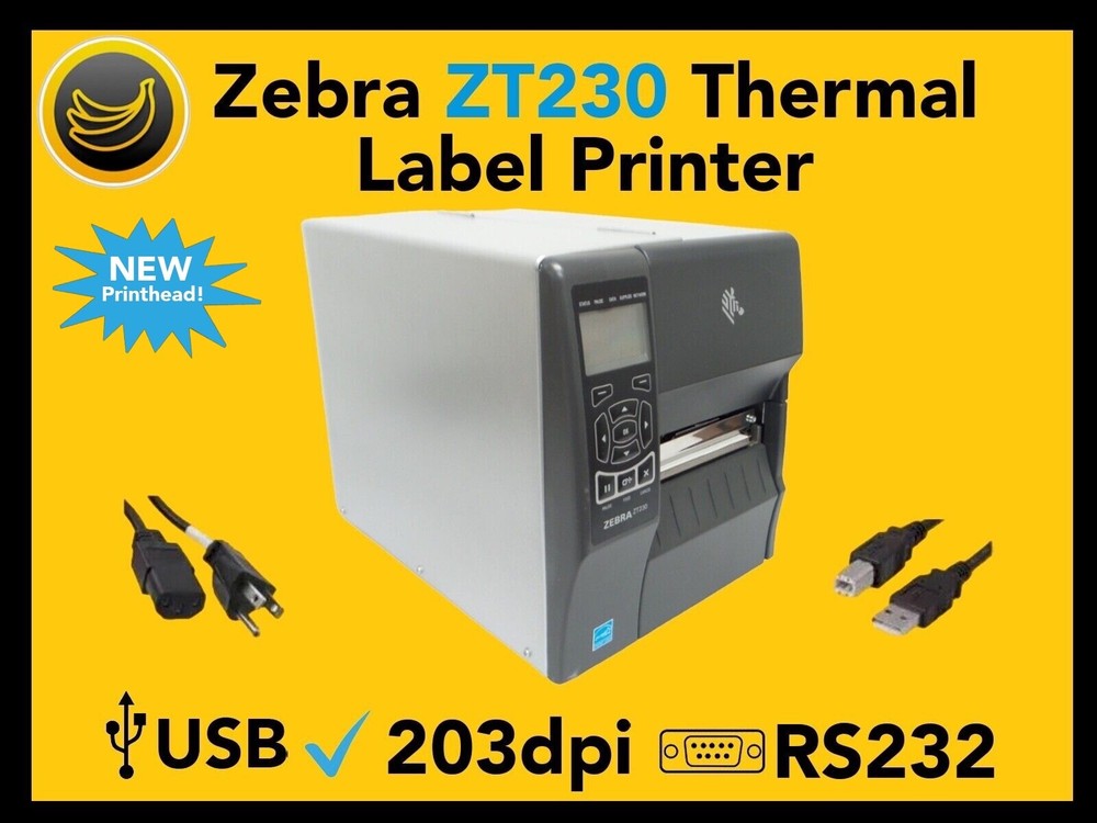 Zebra ZT230 Thermal Transfer Label Printer 203 dpi, USB, RS232, USA Seller!🔥⭐