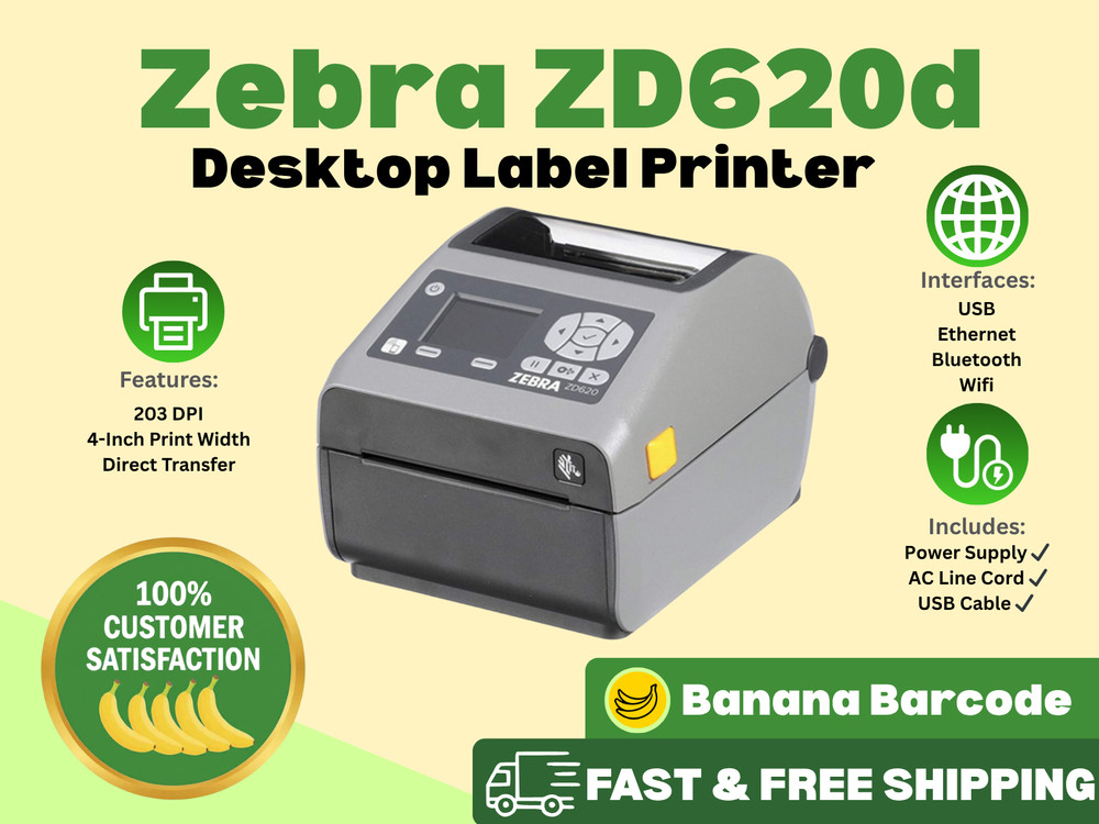 ✅Zebra ZD620d Direct Thermal Label Printer w/ LCD, USB, 4″ | Ready to Go! 🔥⭐️