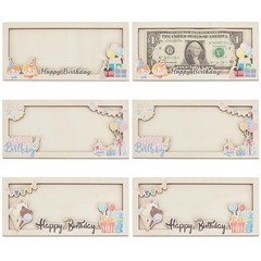 6 PCS Birthday Money Holder Cash Gift Surprise Wooden Card Box DIY Fun Party