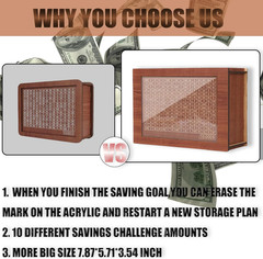 10000 Savings Challenge Box, Money Saving Box, 2025 Upgraded Cash Vault Wooden S
