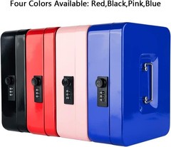 Water-Resistant Metal Cash Storage Box with Combination Lock, 7.87″ Compact Size