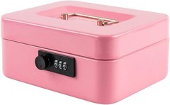 Water-Resistant Cash Box with Combination Lock – Secure and Portable, Pink 7.87″