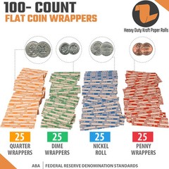 Budgetizer 100 Multicolored Coin Wrappers and Sorting Tubes Value Pack