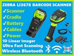 Zebra LI3678-SR3U4210S1W Wireless Bluetooth Barcode Scanner, Cradle Included!🔥⭐