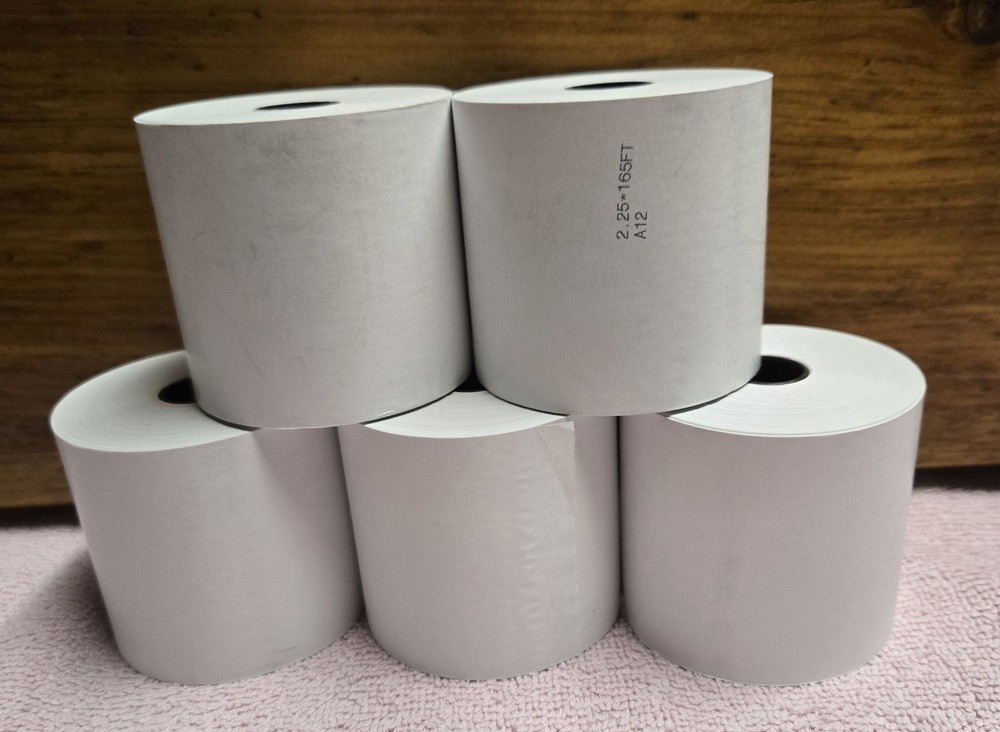 Receipt Paper, 2.25 Inches X 165 Feet Roll, 5 Rolls