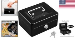 Classic Black Key-Lock Cash Box – Ideal for Small Business & Personal Use
