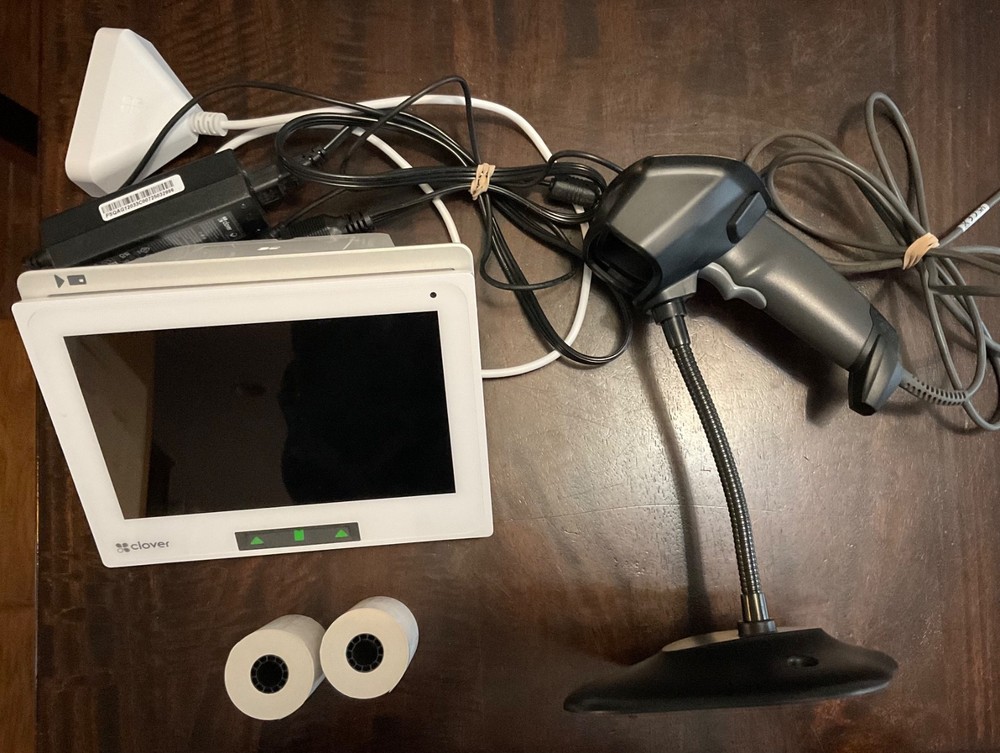 clover mini pos C305 system with Zebra Scanner and Receipt paper