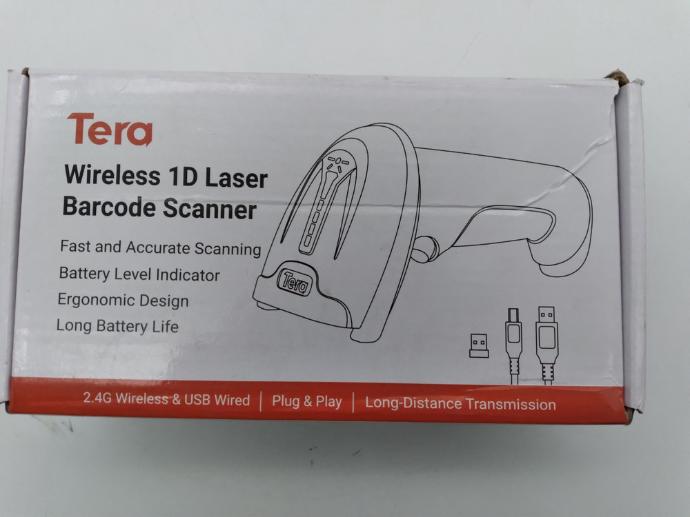 Tera 2.4Ghz Wireless USB Wired Scanner Cordless 1D Laser Barcode Reader 5100-US