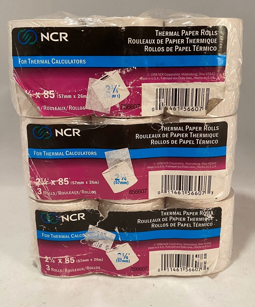 3 Thermal Electronic Calculator Rolls 2 1/4in. x 85ft White Pack 9 Rolls Total