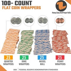 Lightweight Coin Tubes and Wrapper Set – 4 Colors for Efficient Coin Management