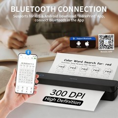 Idprt Portable Thermal Printer 300Dpi Inkless-Bluetooth Small Mobile Printers