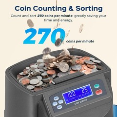 Bonvoisin Coin Counter & Coin Sorter Machine for USD Coin 1￠ 5￠ 10￠ 25￠ $1, S…