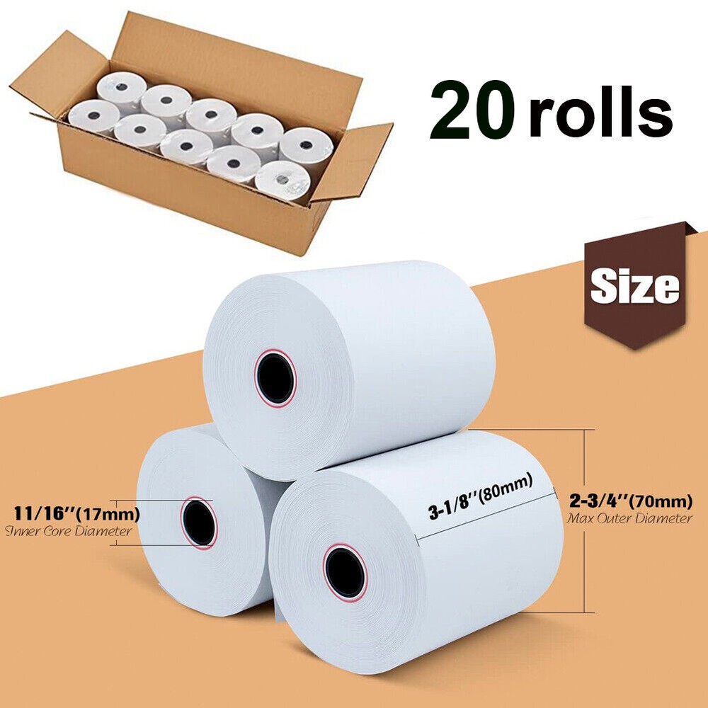 20 ROLLS 3-1/8″ x 230′ THERMAL POS RECEIPT PRINTER ROLL PAPER – FOR Star Tsp100