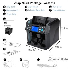 ZZap NC70 Mixed Denomination Bill Counter/2 Pocket Sorter/Counterfeit Detecto…