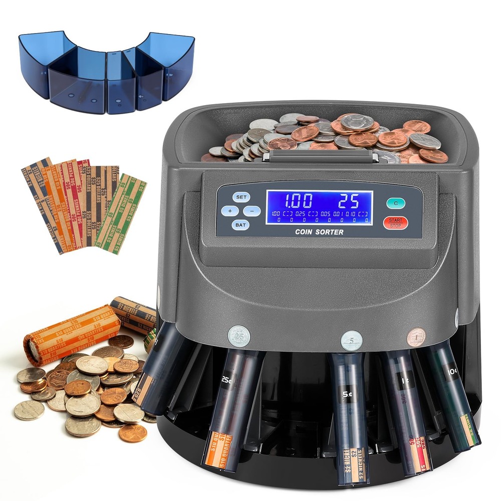Bonvoisin Coin Counter & Coin Sorter Machine for USD Coin 1￠ 5￠ 10￠ 25￠ $1, S…