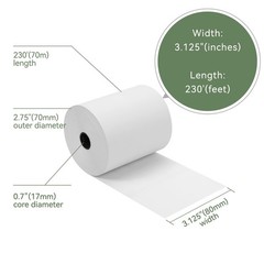 32 PCS 3 1/8 Inch x 230 FT Premium POS Thermal Receipt Printer Paper Rolls